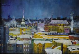 Christmas Eve, Prague  20x15  Oil on Board  Framed