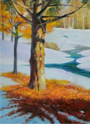 Fall Leaves  21x27  Oil on Board