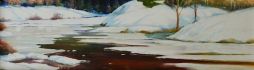 SOLD Ice  21 x 6.5  Oil on Board