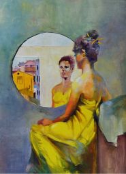 Mirror Image 15 x 20.5  Oil on Board Framed