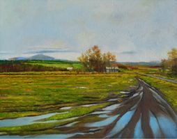 Oregon 22 Towards Falls City  23x19  Oil on Board  Framed