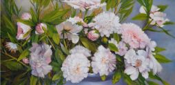 Peonies III Oil on Canvas  40 x 27.5  Framed