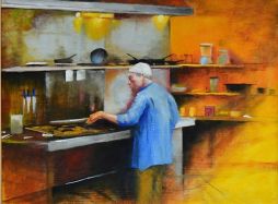 Short-order Cook  19x15  Oil on Board