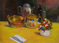 Table In the Reception  Oil on Board 19x15