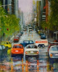 U-haul in Downtown San Francisco  22 x 17.5  Oil on Board