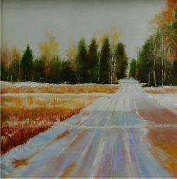 Winter Road  14x14  Oil on Board