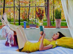 Woman in Repose  35 x 27.5  Oil on Board